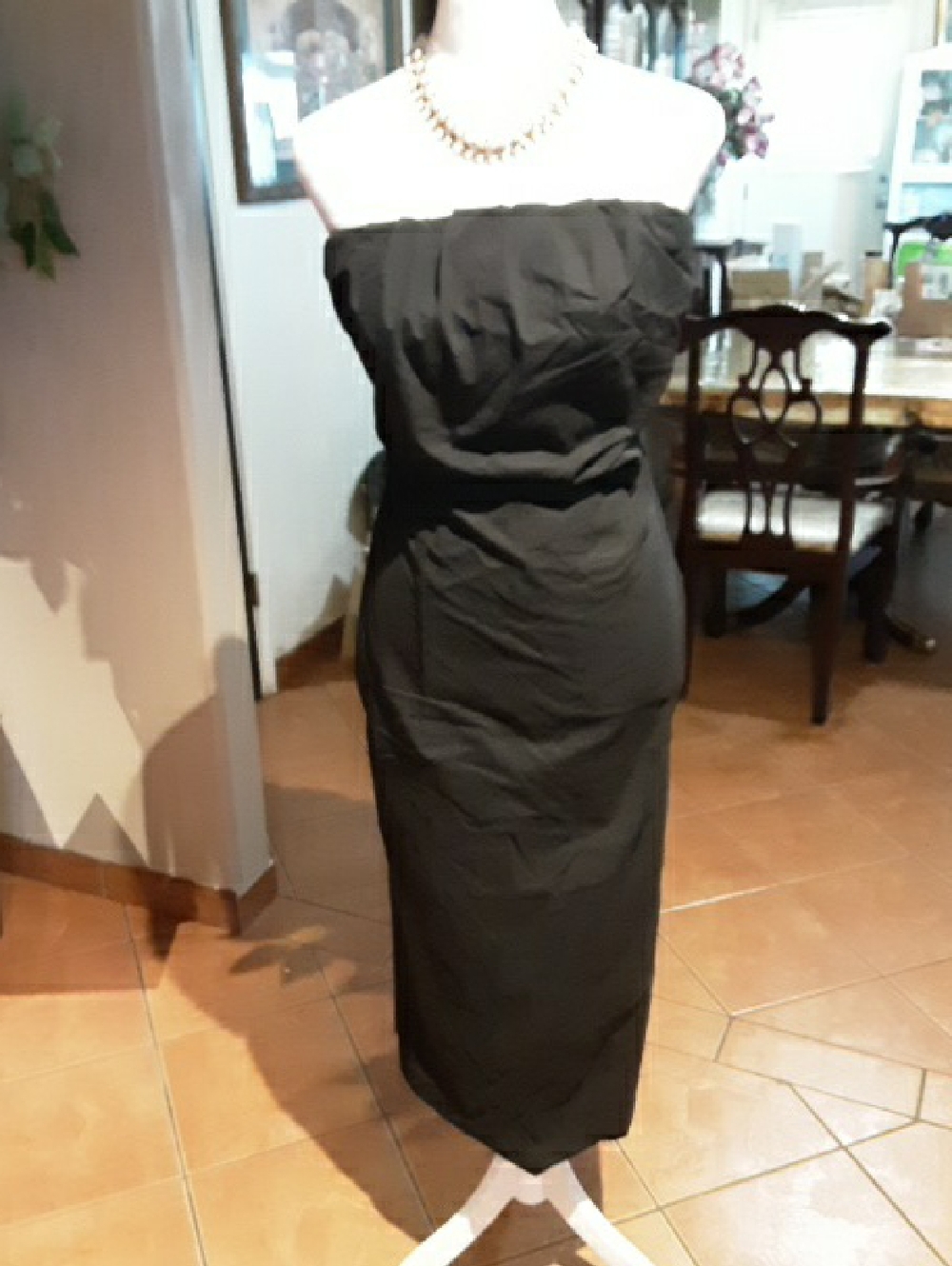 Zara Black Strapless Midi Sheath Dress
